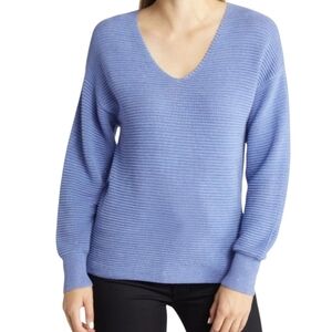 Tommy Bahama Blue V-Neck  Sweater Bonita Ottoman Sweater Silver Flecks Sz M
